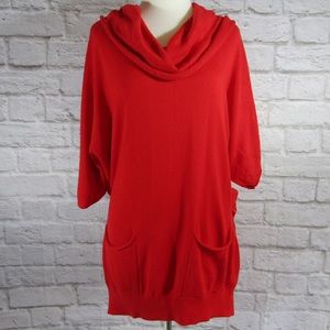Vince Camuto red cowed neck tunic sweater